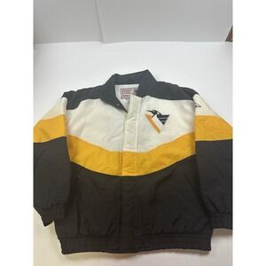 Vintage 90s Apex One Pittsburgh Penguins Jacket Large NHL Yellow Black Zip